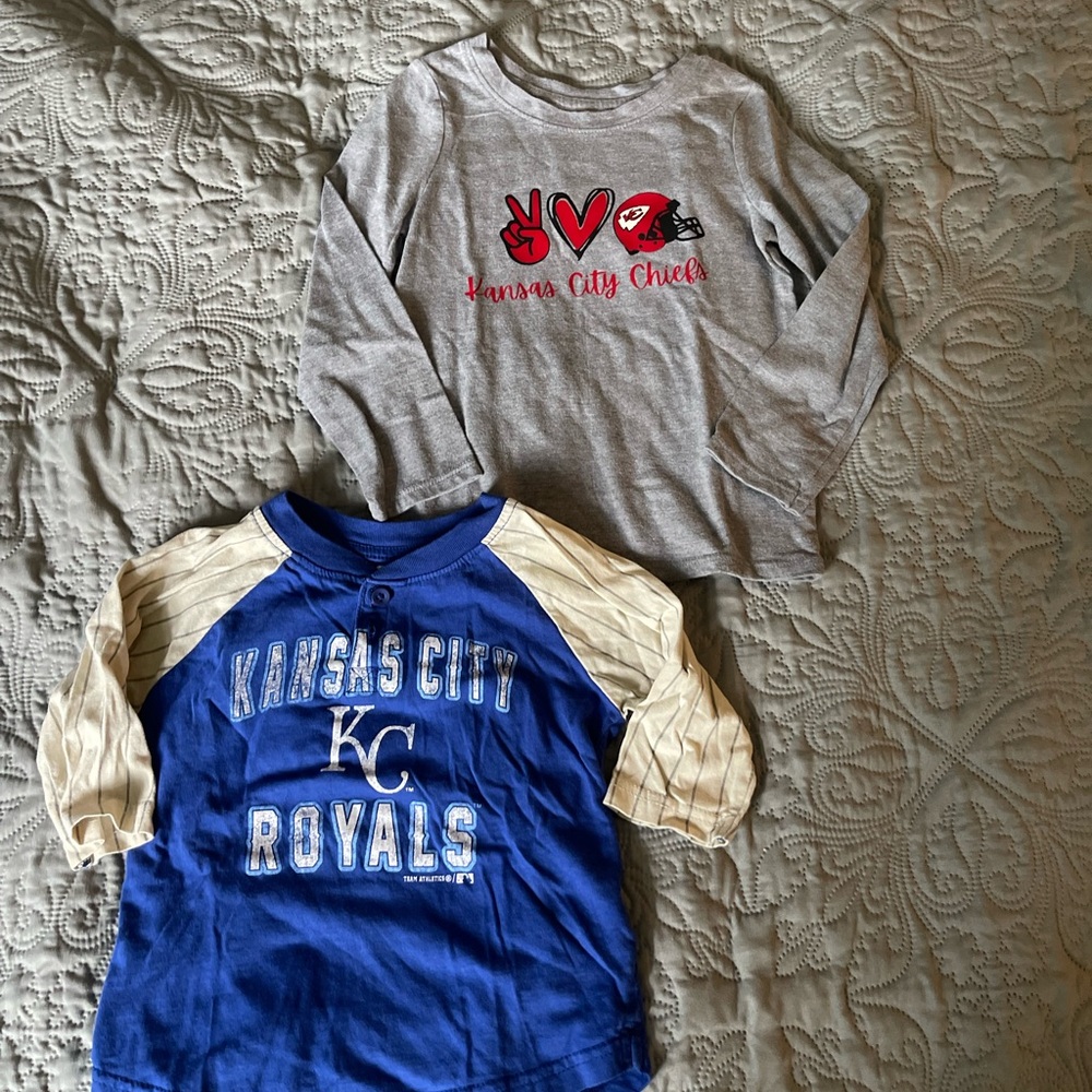 Boys Sports Shirts- KC Royals and KC Cheifs Size 3T